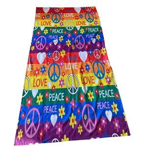 Peace Love Vibrant Multicolor Rainbow Long Table Cover 56x119 Polyester